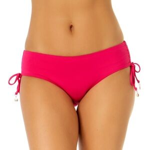 Women's Live In Color Side Tie Swim Bottom Color: Magenta